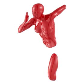 Red Wall Runner Woman Sculpture