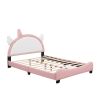 Cute Full size Upholstered Bed With Unicorn Shape Headboard,Full Size Platform Bed with Headboard and Footboard
