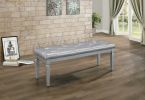 1pc Modern Glam Silver Finish Cushioned Bench