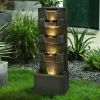 Concrete Modern Water Fountain with LED Lights