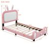 Twin size Upholstered Rabbit-Shape Princess Bed ,Twin Size Platform Bed with Headboard and Footboard