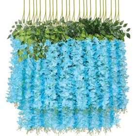 Artificial Hanging Wisteria Plants (Gray: Blue)