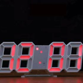 1pc 3D LED Digital Clock; Bedroom LED Clock For Home Decor (Gray: Red)