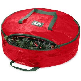 Christmas Wreath Storage Container, Waterproof Plastic Wreath Storage Bag (Gray: Red, size: 60*18cm)