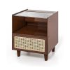 Simple Retro Bamboo Rattan Nightstand with Drawer
