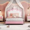 Upholstered Princess Twin Bed With Crown Headboard