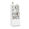 6-Tier Bookcase w/ 2 Adjustable Shelves and Flip Up Door