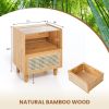 Simple Retro Bamboo Rattan Nightstand with Drawer