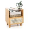 Simple Retro Bamboo Rattan Nightstand with Drawer