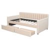 Twin Size Upholstered Daybed with Drawers