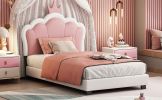 Upholstered Princess Twin Bed With Crown Headboard