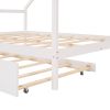 Full Size Wooden House Bed With Twin Size Trundle