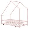 Metal House Bed With Trundle;  Twin Size House Bed