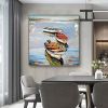 Hand Painted Oil Painting Rowboat Nordic Seascape