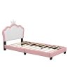 Upholstered Princess Twin Bed With Crown Headboard