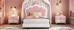 Upholstered Princess Twin Bed With Crown Headboard