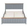 Queen Size Wood Platform Vintage Simple Bed Frame