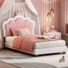 Upholstered Princess Twin Bed With Crown Headboard