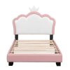 Upholstered Princess Twin Bed With Crown Headboard