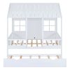 Full Size Wood House Bed With Twin Size Trundle
