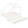 Full Size Wooden House Bed With Twin Size Trundle