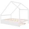 Full Size Wooden House Bed With Twin Size Trundle