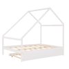 Full Size Wooden House Bed With Twin Size Trundle