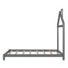 Twin Size Wood Platform Bed with House-shaped Headboard