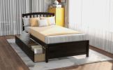 Wood Twin Platform Storage Bed Frame with Two Drawers