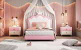 Upholstered Princess Twin Bed With Crown Headboard