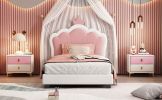 Upholstered Princess Twin Bed With Crown Headboard