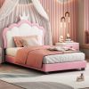 Upholstered Princess Twin Bed With Crown Headboard