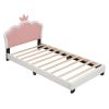 Upholstered Princess Twin Bed With Crown Headboard