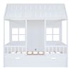 Full Size Wood House Bed With Twin Size Trundle