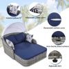 Outdoor Sunbed with Adjustable Canopy